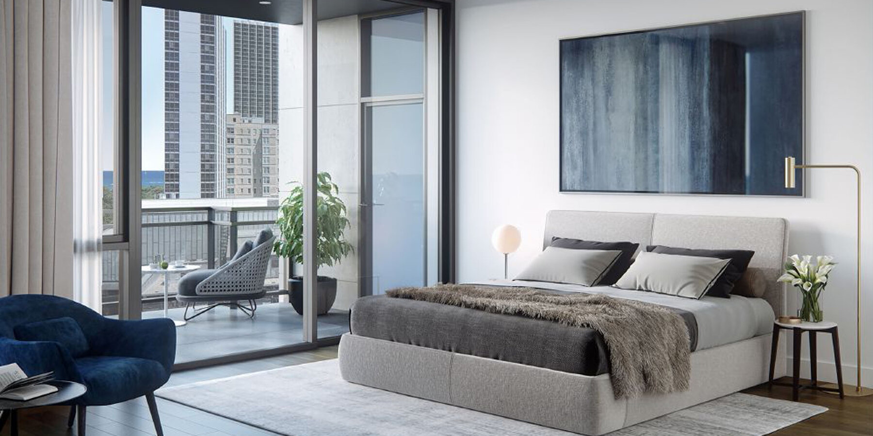 历史性修复公寓建筑 - 星空娱乐官方内十五号五十的卧室和阳台室内效果图