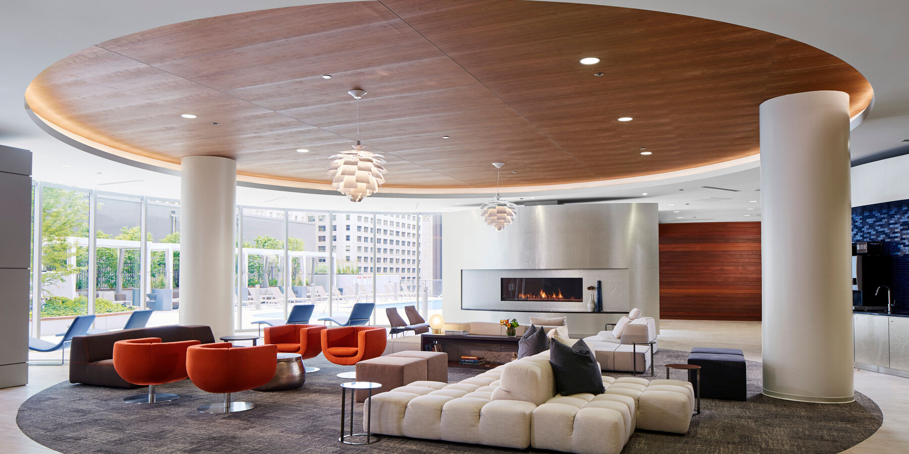 公寓大楼建设 - 37 号街区内部大堂和休息区的大帐篷