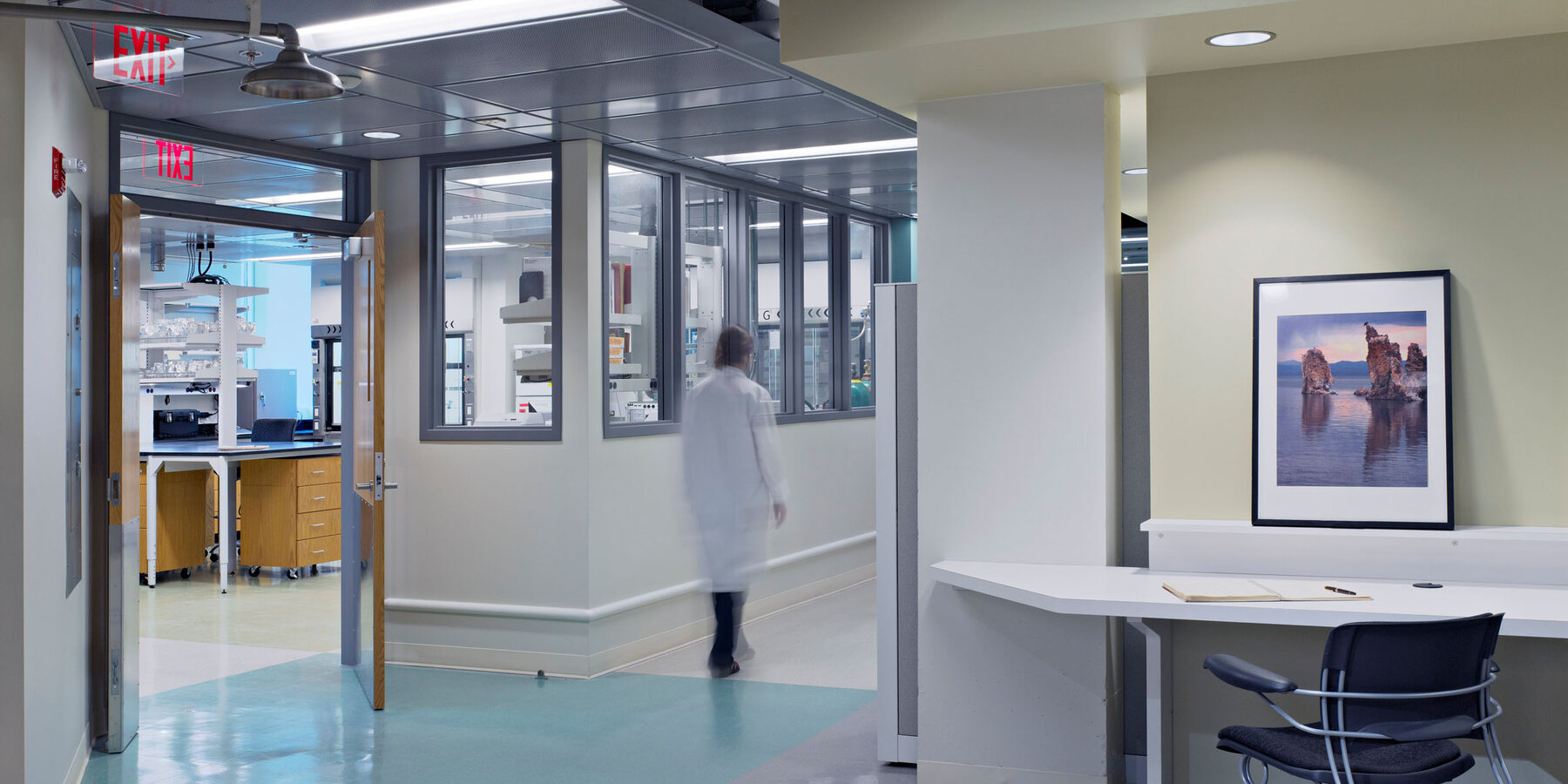 星空官网入口实验室建筑公司 - 西北 Eps 实验室工作区入口和走廊